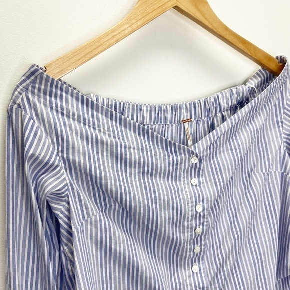 Free People March to the Beat Off the Shoulder Striped Top Sz XS - Picture 6 of 12